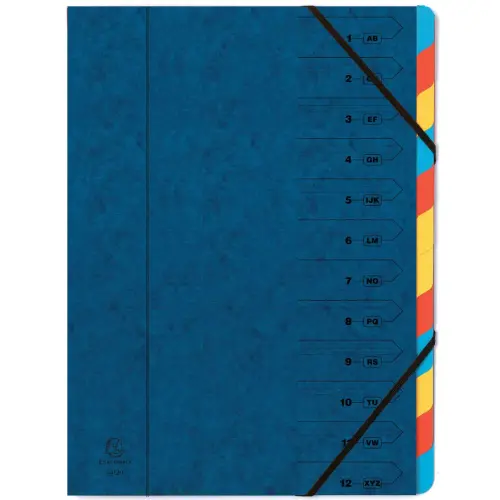 Sorteermap elastosluiting 12 vak blauw
