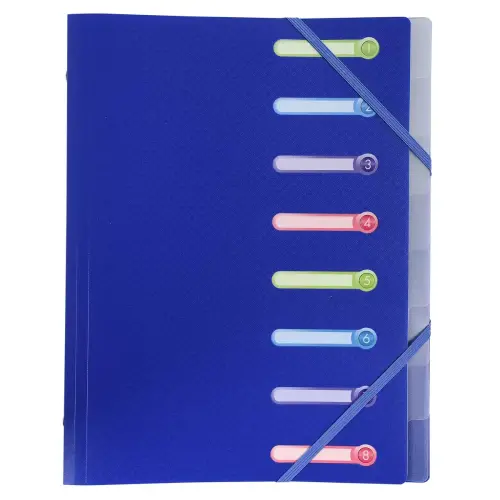 Polypropyleen sorteerder met 3 kleppen en 8 vakken OPAK - Assortiment kleuren - Exacompta