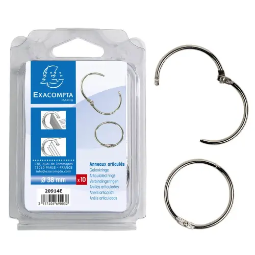 Blister van 10 scharnierende ringen - Diameter 38 mm - Exacompta
