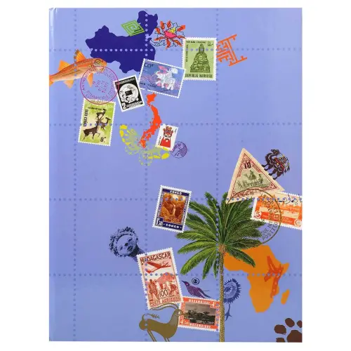 Postzegelalbum Globe-Trotter 16 zwarte pagina's - 22,5 x 30,5 cm - Diverse afbeeldingen - Exacompta