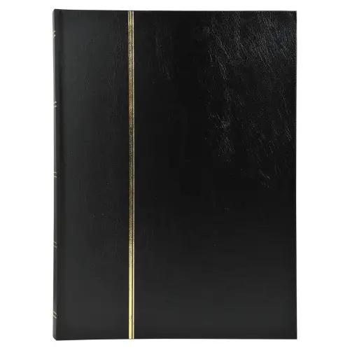 Album met namaakleren omslag voor postzegels, 16 zwarte pagina's - 22,5 x 30,5 cm - Zwart - Exacompta