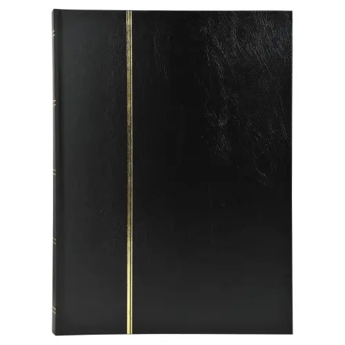Album met nepleren omslag voor postzegels, 48 zwarte pagina's - 22,5 x 30,5 cm - Zwart - Exacompta