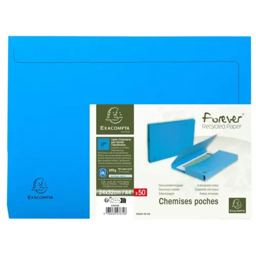 50 stuks FOREVER A4 blauwe pocketmappen