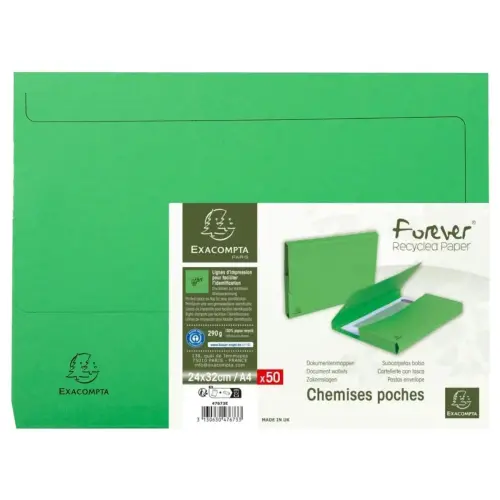 50 stuks FOREVER A4 groene pocketmappen