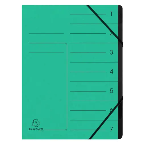 Sorteerder met 7 vakken, zwarte binnenkant - Groen - Exacompta 