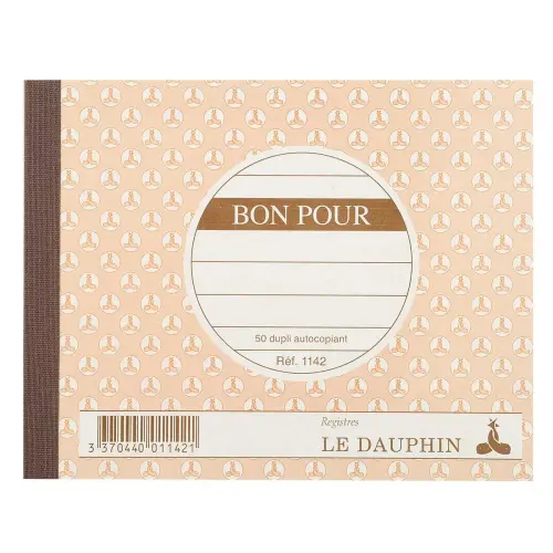 Zelfkopiërend boekje « Bon pour » - 10,5 x 13,5 cm - 50 duplicaatvellen - Le Dauphin