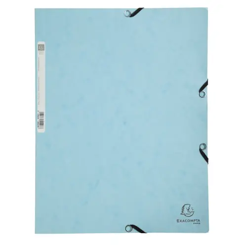 Elastische A4-overhemd met 3 kleppen in glanzend Aquarel-kaart - Blauw - Exacompta