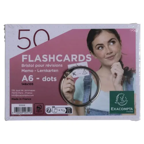 50 flashcards bristol A6 stippen wit 
