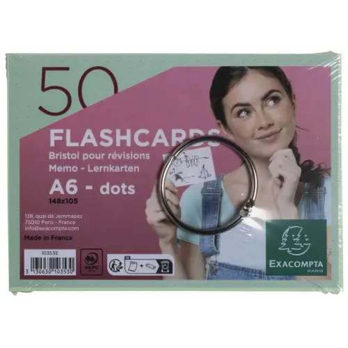 50 flashcards bristol A6 groene stippen