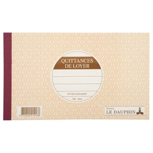 Zelfkopiërend huurontvangstboekje - 12,5 x 21 cm - 50 vellen in drievoud - Le Dauphin