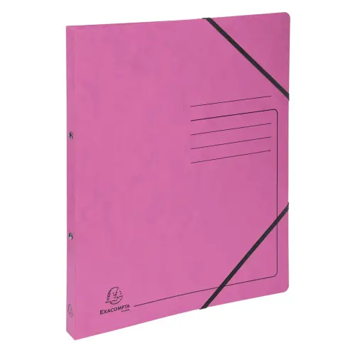Elastische map met 2 ringen 15 mm A4 glanzend karton 355 g/m² - Roze - Exacompta