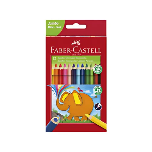 Driehoekige Jumbo kleurpotloden - etui 12 - Faber-Castell