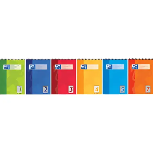 Schoolblok A5 met spiraalbinding en koptekst - lijnindeling 2 - Oxford 