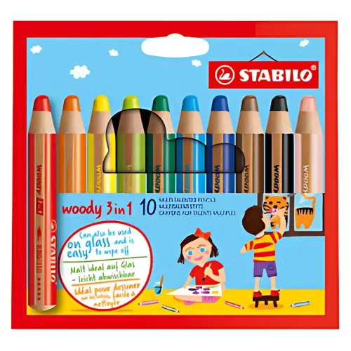 Multi-talent potlood woody 3-in-1 - kartonnen etui van 6 - Stabilo