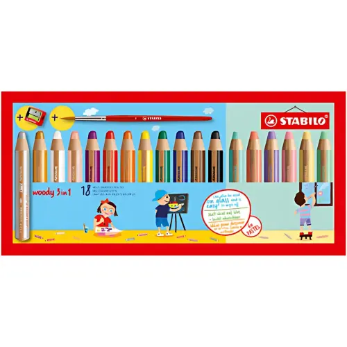 Multi-talent potlood woody 3-in-1 - kartonnen etui van 6 - Stabilo