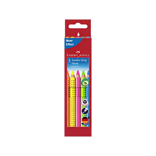 Jumbo kleurpotloden GRIP Neon - 5 stuks in kartonnen doos - Faber-Castell 