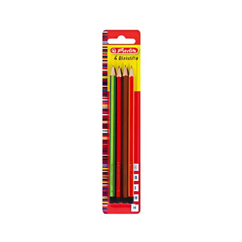 HERLITZ Schoolpotlood, zeshoekig, set van 4, assorti