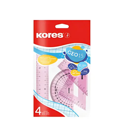 Kores GEO15 geometrieset, 4-delig, assorti 
