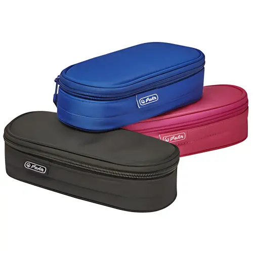 3 HERLITZ pennenzakken, van nylon, assorti in 3 kleuren