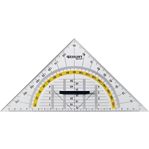 WESTCOTT Geometrische driehoek, schuine zijde: 220 mm, handvat 