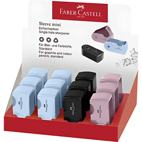 12 Enkelvoudige puntenslijpers SLEEVE MINI - Assorti - Faber-Castell 