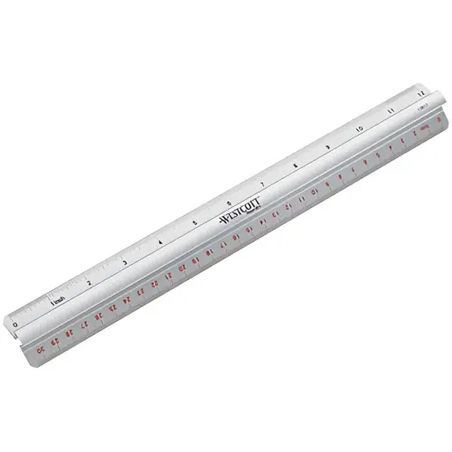 WESTCOTT Liniaal, lengte: 300 mm, aluminium, met handvat
