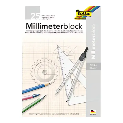 folia Millimeterpapierblok, A3, 80 g/m2, 25 vellen 