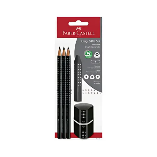 Grafietpotloodset GRIP 2001 - Zwart - blisterverpakking - Faber-Castell