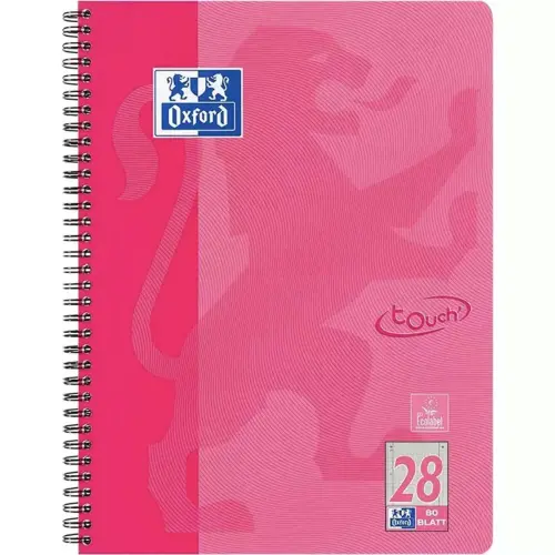 Oxford Cahier Touch, A4+, geruit, 160 pagina's, roze