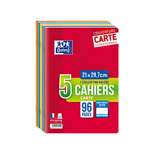Oxford Schrift met nietjes, A4, Sey&egrave;s, 96 pagina's, set van 5 