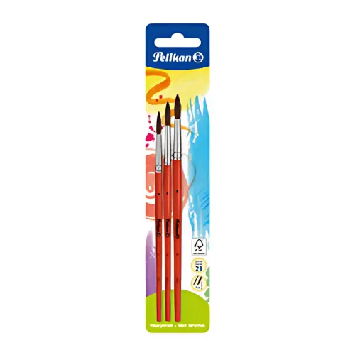 Pelikan Set van fijne haartjes penselen, 3 stuks, assorti
