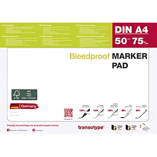 TRANSOTYPE Blok voor marker, A4, 75 g/m2, 50 vellen