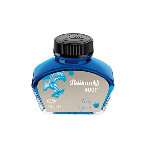 Pelikan Inkt 4001 in een glazen flesje, turquoise