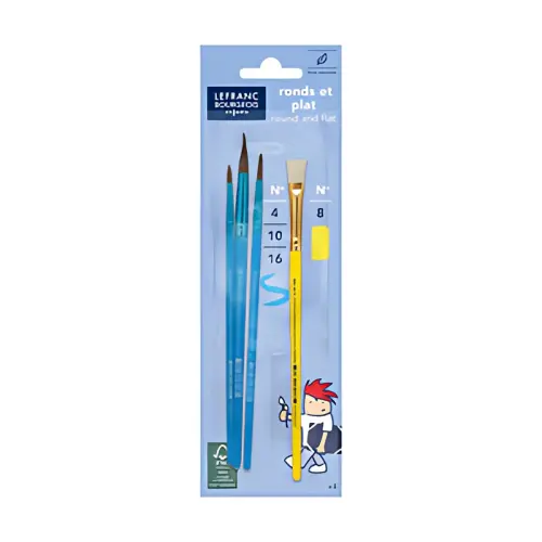 LEFRANC BOURGEOIS Set van 3 Pony penselen + 1 borstel 