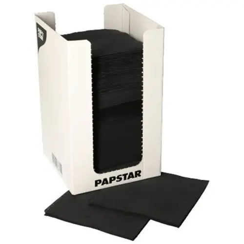 Cocktailservet 'PUNTO', 200 x 200 mm, zwart - Papstar