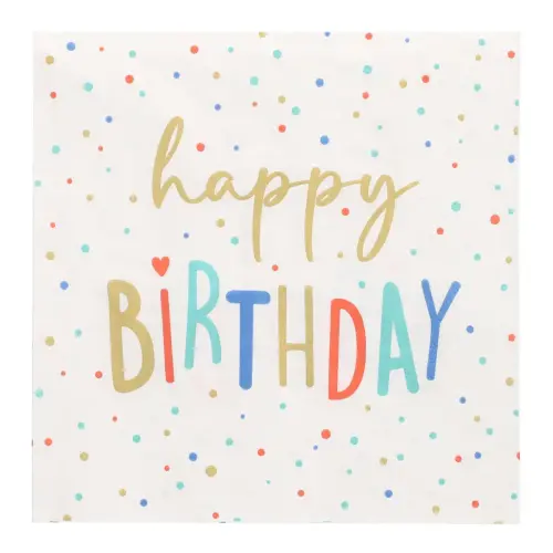 Servet met 'Happy Birthday' motief, 330 x 330 mm - Papstar