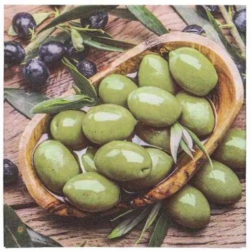 Servet met patroon 'Olive Flavour', 330 x 330 mm - Papstar 