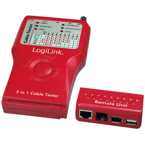 LogiLink 5-in-1 kabeltester, met een zendunit - Logilink professional 