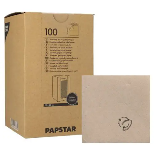 Cocktailservet 'PUNTO', 200 x 200 mm, naturel - Papstar 