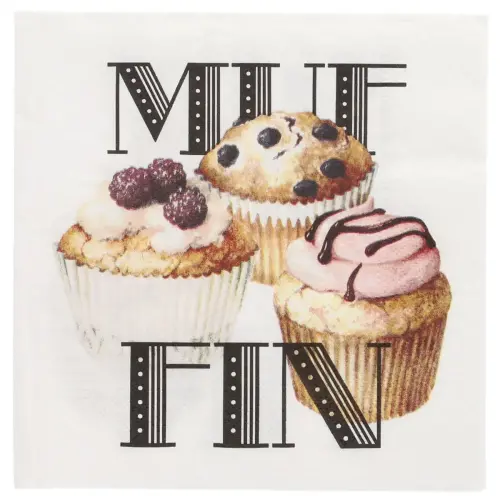 Servetten met 'Cupcakes' motief, 330 x 330 mm - Papstar