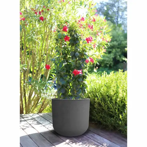Plantenbak BASALT UP, rond, 385 mm, antraciet - Eda Fontaine