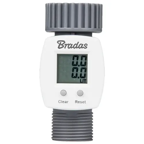 Digitale waterdebietmeter WHITE LINE, 3/4', grijs - Bradas