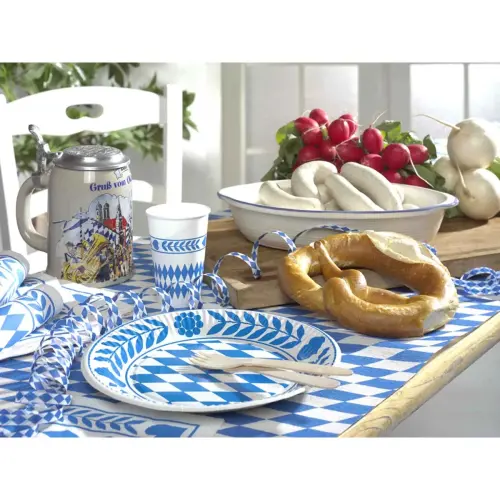 Damast tafellaken, (b) 1,0 x (l) 10 m, 'Beiers blauw' - Papstar