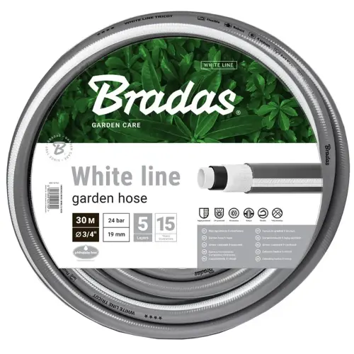 Witte lijn tuinslang, 3/4", zilver/wit, 20 m - Bradas