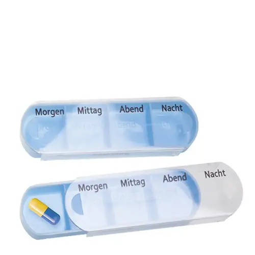 7-daagse pillendoos, plastic, wit/blauw - Lifemed