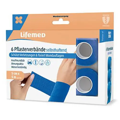 Zelfklevende pleisters, 9 rollen, blauw - Lifemed