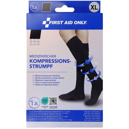 Compressiekousen tot net onder de knie, XL, zwart - First Aid Only 