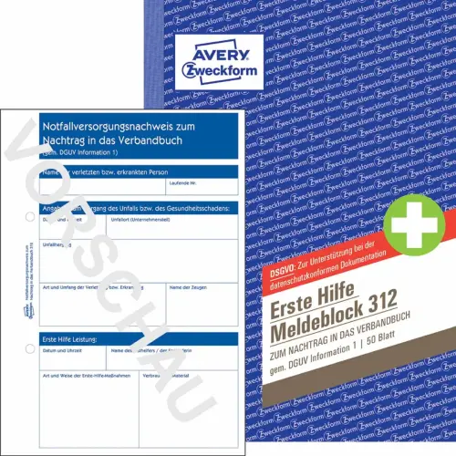 EHBO-notitieblok 313, formaat A6 liggend - Avery Zweckform