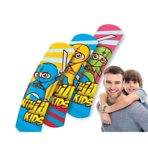 Pleister voor kinderen 'Ninjas', 40 stuks, metalen doos - Lifemed 