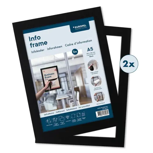 INFO FRAME magnetisch kader, A5, zwart - Europel